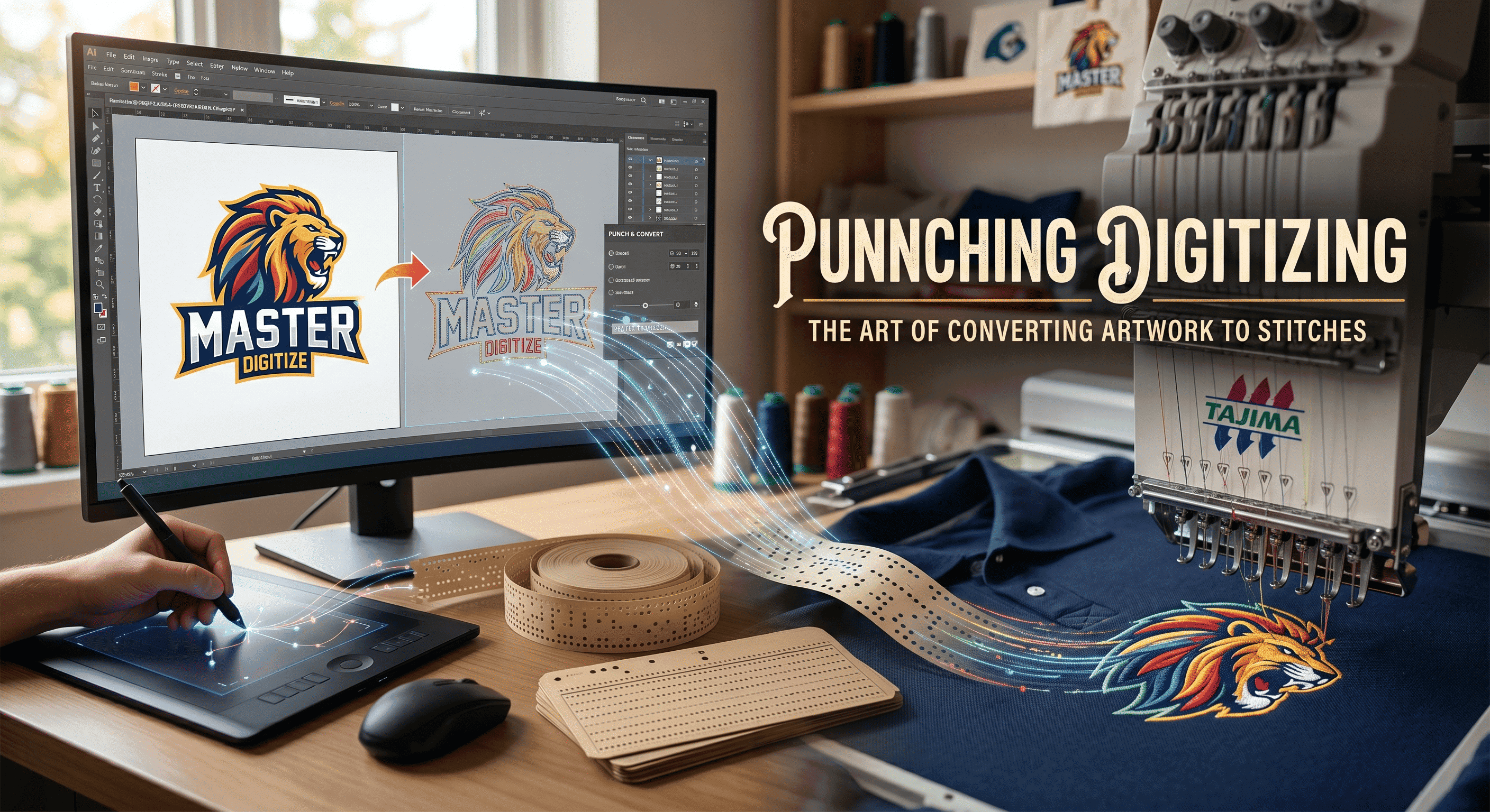 Punching digitizing — converting artwork into machine-ready embroidery stitches