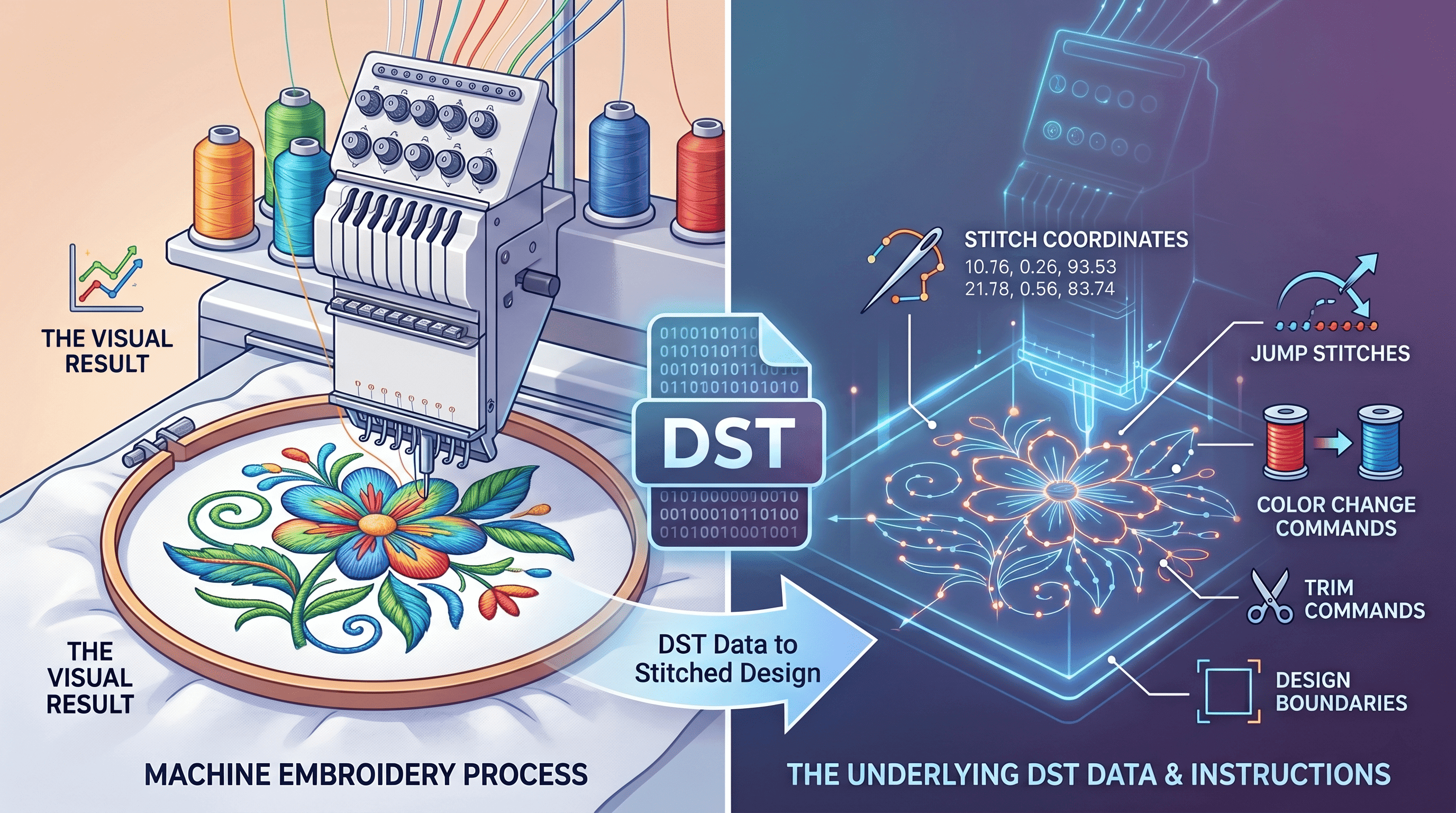 What is a DST file — the Tajima DST embroidery format explained